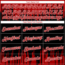 Load image into Gallery viewer, Custom Black Red-White Abstract Vertical Lines Authentic City Edition Basketball Jersey