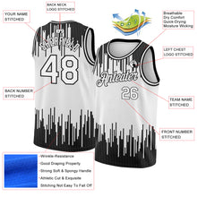 Загрузить изображение в средство просмотра галереи, Custom White Black Abstract Vertical Lines Authentic City Edition Basketball Jersey