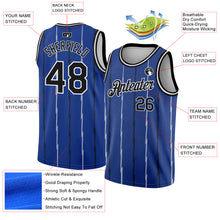 Загрузить изображение в средство просмотра галереи, Custom Royal Black-White Lines Authentic City Edition Basketball Jersey