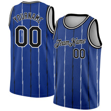 Загрузить изображение в средство просмотра галереи, Custom Royal Black-White Lines Authentic City Edition Basketball Jersey