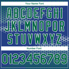 Load image into Gallery viewer, Custom Royal Kelly Green-White Triangle Shapes Authentic City Edition Basketball Jersey