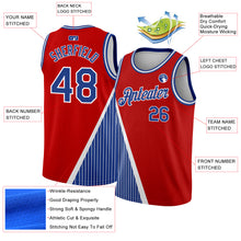 Charger l'image dans la galerie, Custom Red Royal-White Triangle Pinstripes Authentic City Edition Basketball Jersey