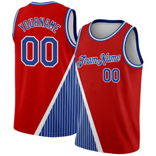Charger l'image dans la galerie, Custom Red Royal-White Triangle Pinstripes Authentic City Edition Basketball Jersey