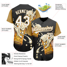 Load image into Gallery viewer, Custom Black White-Old Gold 3D Pattern Design Beer Festival Authentic Baseball Jersey
