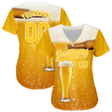Загрузить изображение в средство просмотра галереи, Custom Yellow White 3D Pattern Design Beer Authentic Baseball Jersey