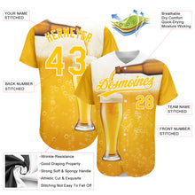 Загрузить изображение в средство просмотра галереи, Custom Yellow White 3D Pattern Design Beer Authentic Baseball Jersey
