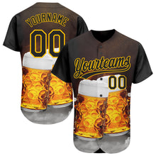 Загрузить изображение в средство просмотра галереи, Custom Black Yellow 3D Pattern Design Beer Festival Authentic Baseball Jersey