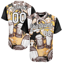 Load image into Gallery viewer, Custom White Black 3D Pattern Design Beer Festival Authentic Baseball Jersey
