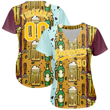Загрузить изображение в средство просмотра галереи, Custom Yellow White 3D Pattern Design Beer Festival Authentic Baseball Jersey