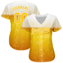 Загрузить изображение в средство просмотра галереи, Custom Yellow White 3D Pattern Design Beer Authentic Baseball Jersey