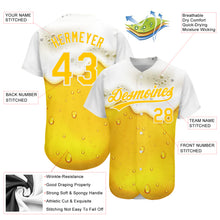 Charger l'image dans la galerie, Custom Yellow White 3D Pattern Design Beer Authentic Baseball Jersey