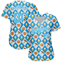 Загрузить изображение в средство просмотра галереи, Custom White Sky Blue 3D Pattern Design Beer Festival Authentic Baseball Jersey