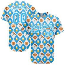 Load image into Gallery viewer, Custom White Sky Blue 3D Pattern Design Beer Festival Authentic Baseball Jersey
