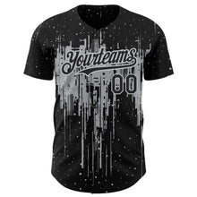 Charger l'image dans la galerie, Custom Black Gray 3D Pattern Design Dripping Splatter Art Authentic Baseball Jersey