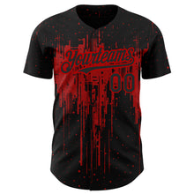 Загрузить изображение в средство просмотра галереи, Custom Black Red 3D Pattern Design Dripping Splatter Art Authentic Baseball Jersey
