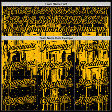 Load image into Gallery viewer, Custom Black Gold 3D Pattern Design Dripping Splatter Art Authentic Baseball Jersey
