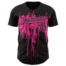 Загрузить изображение в средство просмотра галереи, Custom Black Pink 3D Pattern Design Dripping Splatter Art Authentic Baseball Jersey