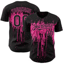 Загрузить изображение в средство просмотра галереи, Custom Black Pink 3D Pattern Design Dripping Splatter Art Authentic Baseball Jersey