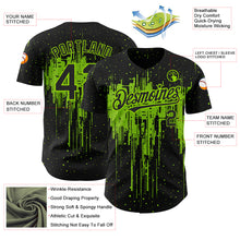 Laden Sie das Bild in den Galerie-Viewer, Custom Black Neon Green 3D Pattern Design Dripping Splatter Art Authentic Baseball Jersey