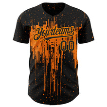 Загрузить изображение в средство просмотра галереи, Custom Black Bay Orange 3D Pattern Design Dripping Splatter Art Authentic Baseball Jersey