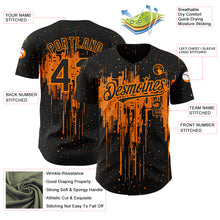 Загрузить изображение в средство просмотра галереи, Custom Black Bay Orange 3D Pattern Design Dripping Splatter Art Authentic Baseball Jersey