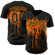 Загрузить изображение в средство просмотра галереи, Custom Black Bay Orange 3D Pattern Design Dripping Splatter Art Authentic Baseball Jersey