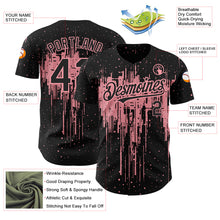 Load image into Gallery viewer, Custom Black Medium Pink 3D Pattern Design Dripping Splatter Art Authentic Baseball Jersey