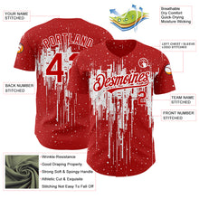Load image into Gallery viewer, Custom Red White 3D Pattern Design Dripping Splatter Art Authentic Baseball Jersey