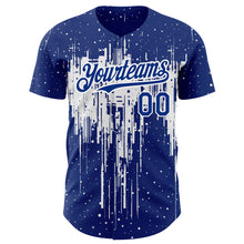 Загрузить изображение в средство просмотра галереи, Custom Royal White 3D Pattern Design Dripping Splatter Art Authentic Baseball Jersey