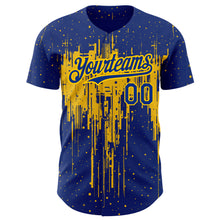 Загрузить изображение в средство просмотра галереи, Custom Royal Yellow 3D Pattern Design Dripping Splatter Art Authentic Baseball Jersey
