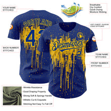 Загрузить изображение в средство просмотра галереи, Custom Royal Yellow 3D Pattern Design Dripping Splatter Art Authentic Baseball Jersey