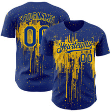Загрузить изображение в средство просмотра галереи, Custom Royal Yellow 3D Pattern Design Dripping Splatter Art Authentic Baseball Jersey