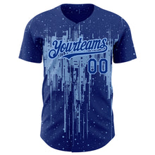 Load image into Gallery viewer, Custom Royal Light Blue 3D Pattern Design Dripping Splatter Art Authentic Baseball Jersey