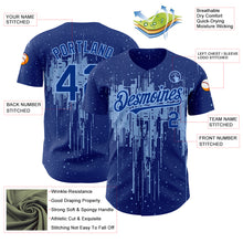 Load image into Gallery viewer, Custom Royal Light Blue 3D Pattern Design Dripping Splatter Art Authentic Baseball Jersey