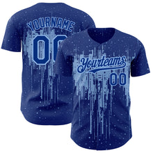 Load image into Gallery viewer, Custom Royal Light Blue 3D Pattern Design Dripping Splatter Art Authentic Baseball Jersey