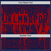 Load image into Gallery viewer, Custom Navy Red 3D Pattern Design Dripping Splatter Art Authentic Baseball Jersey