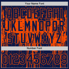 Load image into Gallery viewer, Custom Navy Orange 3D Pattern Design Dripping Splatter Art Authentic Baseball Jersey