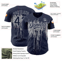 Load image into Gallery viewer, Custom Navy Gray 3D Pattern Design Dripping Splatter Art Authentic Baseball Jersey