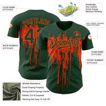 Load image into Gallery viewer, Custom Green Orange 3D Pattern Design Dripping Splatter Art Authentic Baseball Jersey
