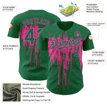 Laden Sie das Bild in den Galerie-Viewer, Custom Kelly Green Pink 3D Pattern Design Dripping Splatter Art Authentic Baseball Jersey