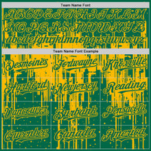 Load image into Gallery viewer, Custom Kelly Green Gold 3D Pattern Design Dripping Splatter Art Authentic Baseball Jersey