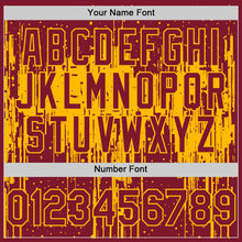 Загрузить изображение в средство просмотра галереи, Custom Crimson Gold 3D Pattern Design Dripping Splatter Art Authentic Baseball Jersey