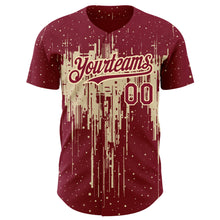 Load image into Gallery viewer, Custom Crimson City Cream 3D Pattern Design Dripping Splatter Art Authentic Baseball Jersey