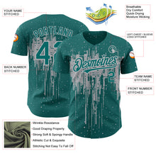 Load image into Gallery viewer, Custom Teal Gray 3D Pattern Design Dripping Splatter Art Authentic Baseball Jersey
