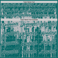 Load image into Gallery viewer, Custom Teal Gray 3D Pattern Design Dripping Splatter Art Authentic Baseball Jersey