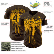 Load image into Gallery viewer, Custom Brown Gold 3D Pattern Design Dripping Splatter Art Authentic Baseball Jersey