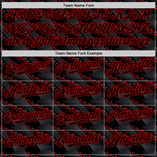 Загрузить изображение в средство просмотра галереи, Custom Black Red 3D Pattern Design Slant Lines Authentic Baseball Jersey