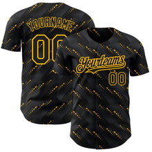 Laden Sie das Bild in den Galerie-Viewer, Custom Black Gold 3D Pattern Design Slant Lines Authentic Baseball Jersey