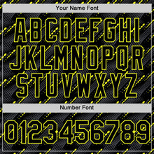 Загрузить изображение в средство просмотра галереи, Custom Black Neon Yellow 3D Pattern Design Slant Lines Authentic Baseball Jersey