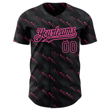 Загрузить изображение в средство просмотра галереи, Custom Black Pink 3D Pattern Design Slant Lines Authentic Baseball Jersey